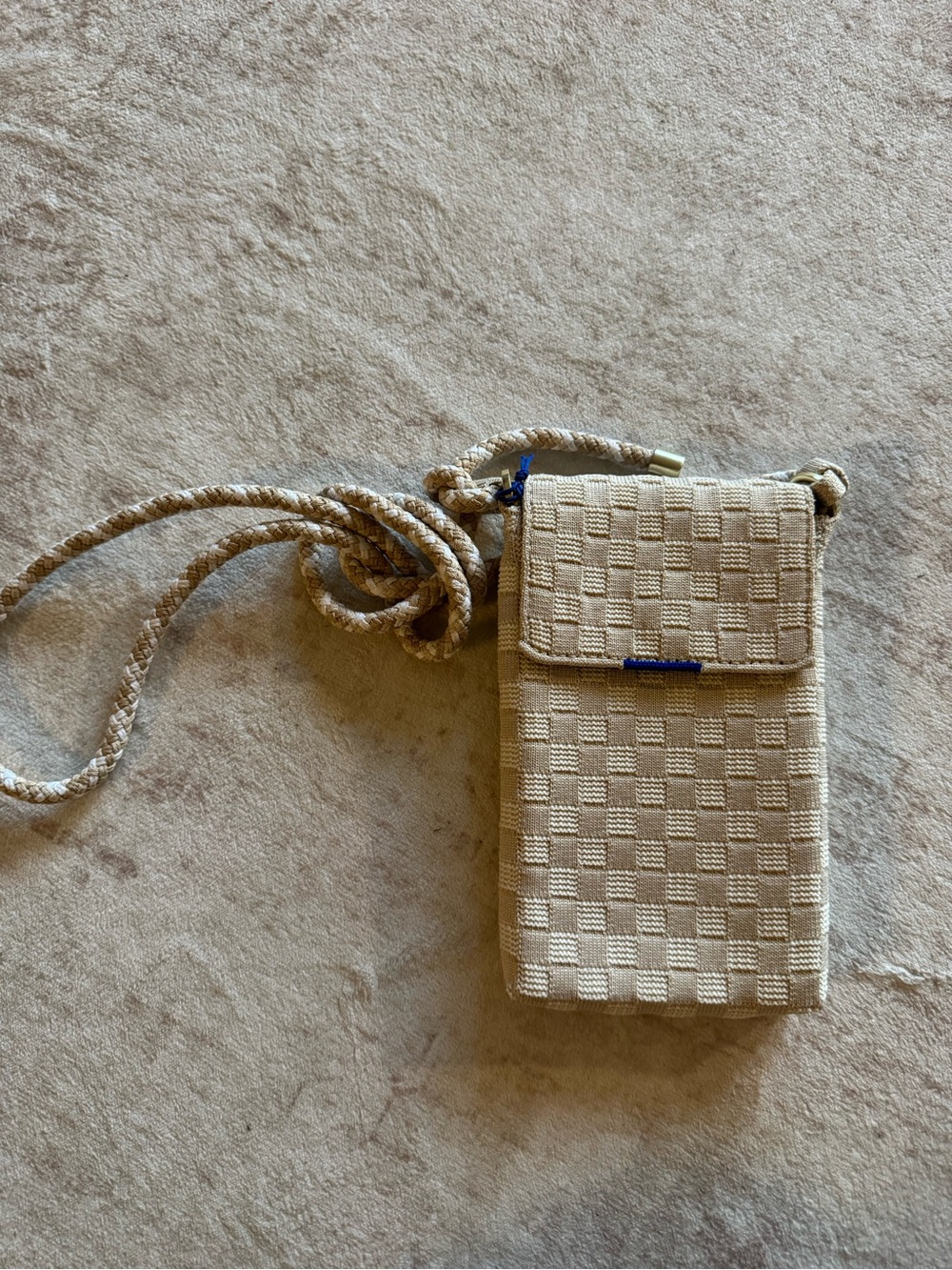 NWT Rothy’s Beige Woven Crossbody Phone Pouch - Compact Cell Phone Holder